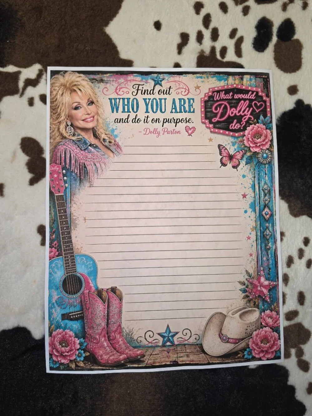Dolly Decorative Stationery Paper 25 Lined Sheets 8.5x11 Cowgirl Western Country